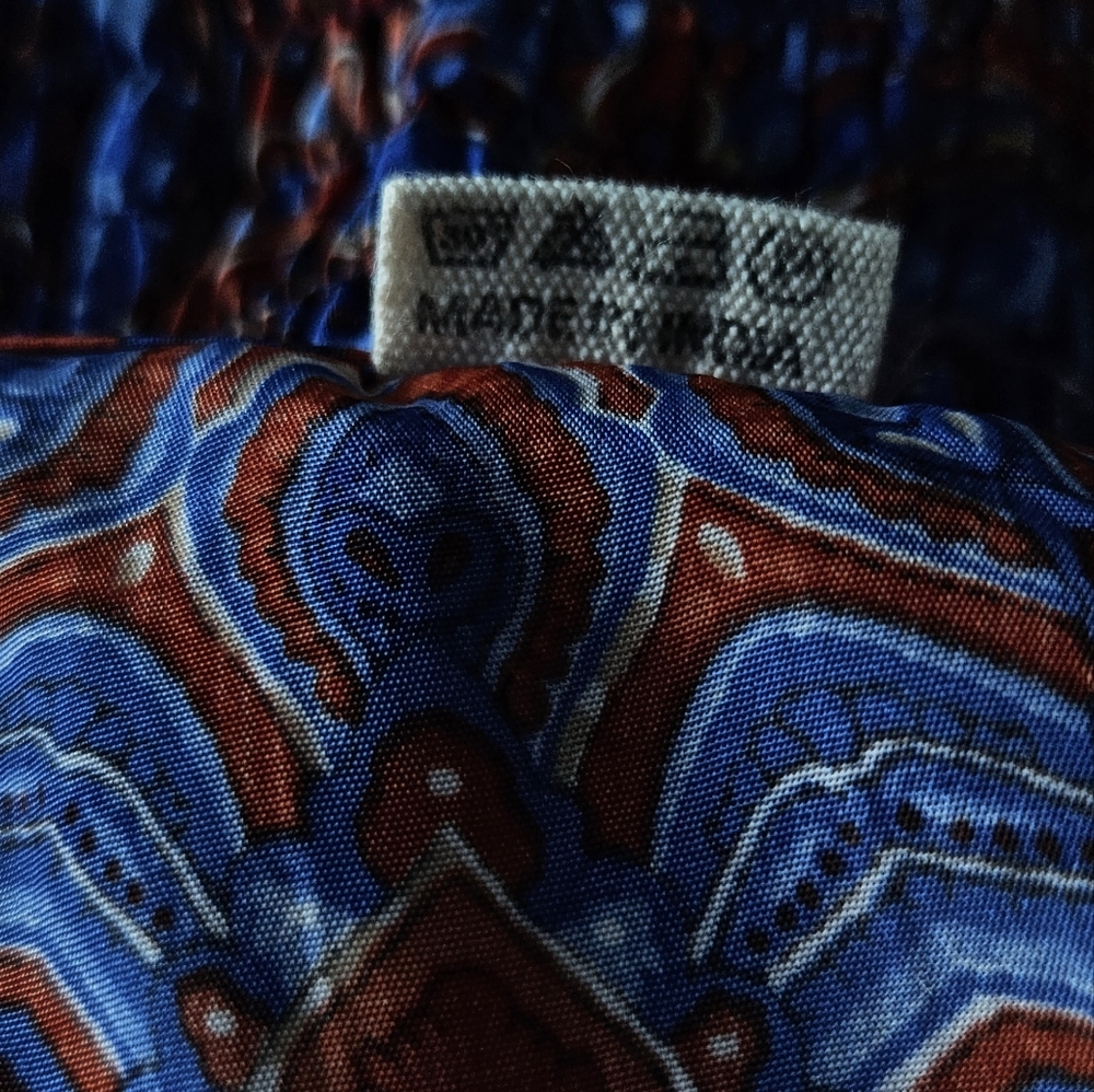 Art Silk Made In India Purple & Red Jeweled Smoked Boho Flutter Sleeve Dress - Picture 14 of 14